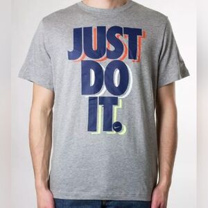 Nike Men's "JUST DO IT" Cotton T-Shirt Dark  Gray Heather Size -XL New MSRP $25